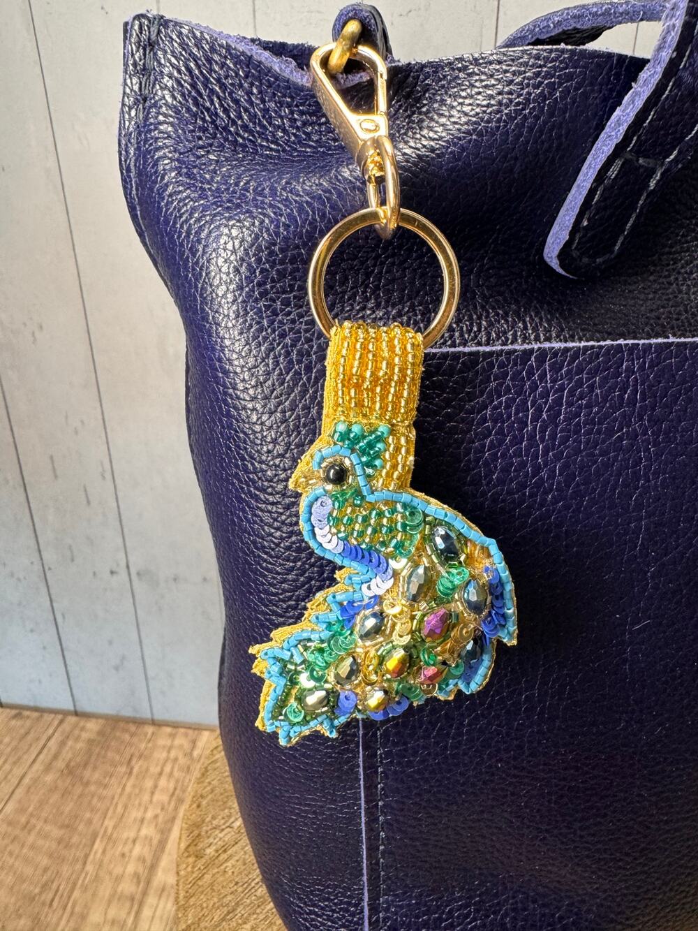 Peacock Bag Charm Beaded Purse Charm Peacock Cute Purse Charm